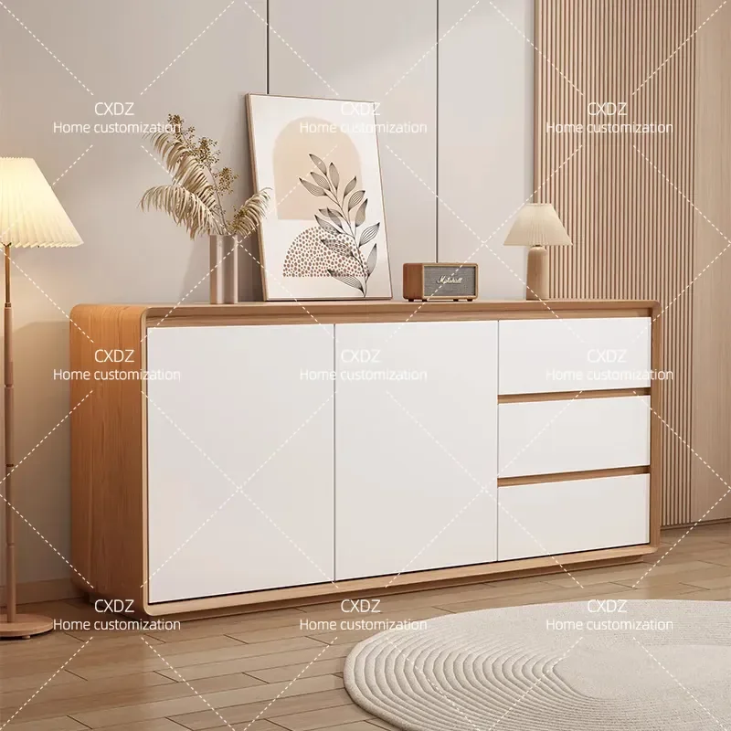 Modern Minimalist Integrated Dining Side Cabinet Nordic Style Living Room Wall Storage Unit High End Wooden Wine Cabinet