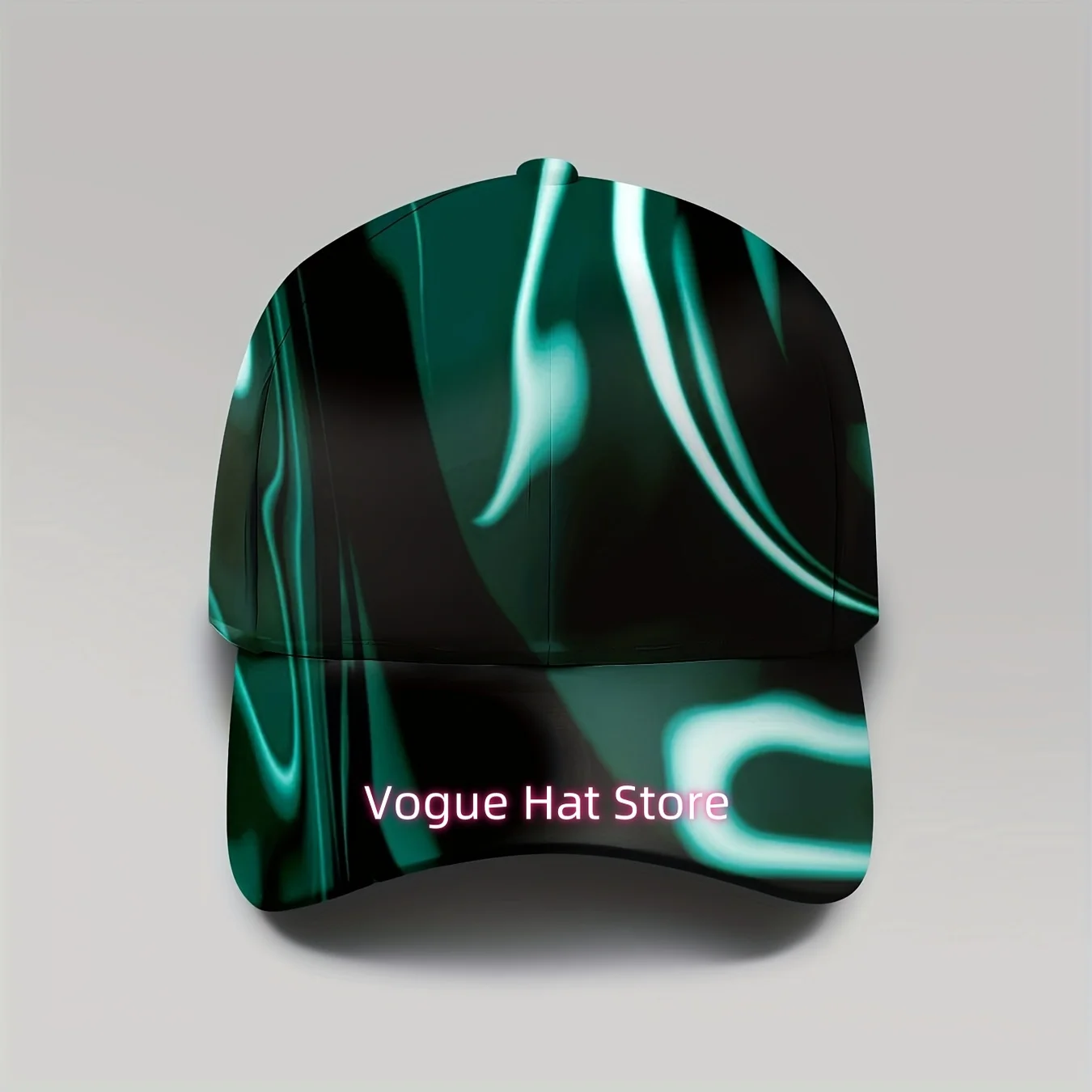 1pc, Abstract Marble Design Baseball Cap, Green Swirl, Unisex, Outdoor Apparel, Adjustable Size, Shielding, Breathable, Fashiona