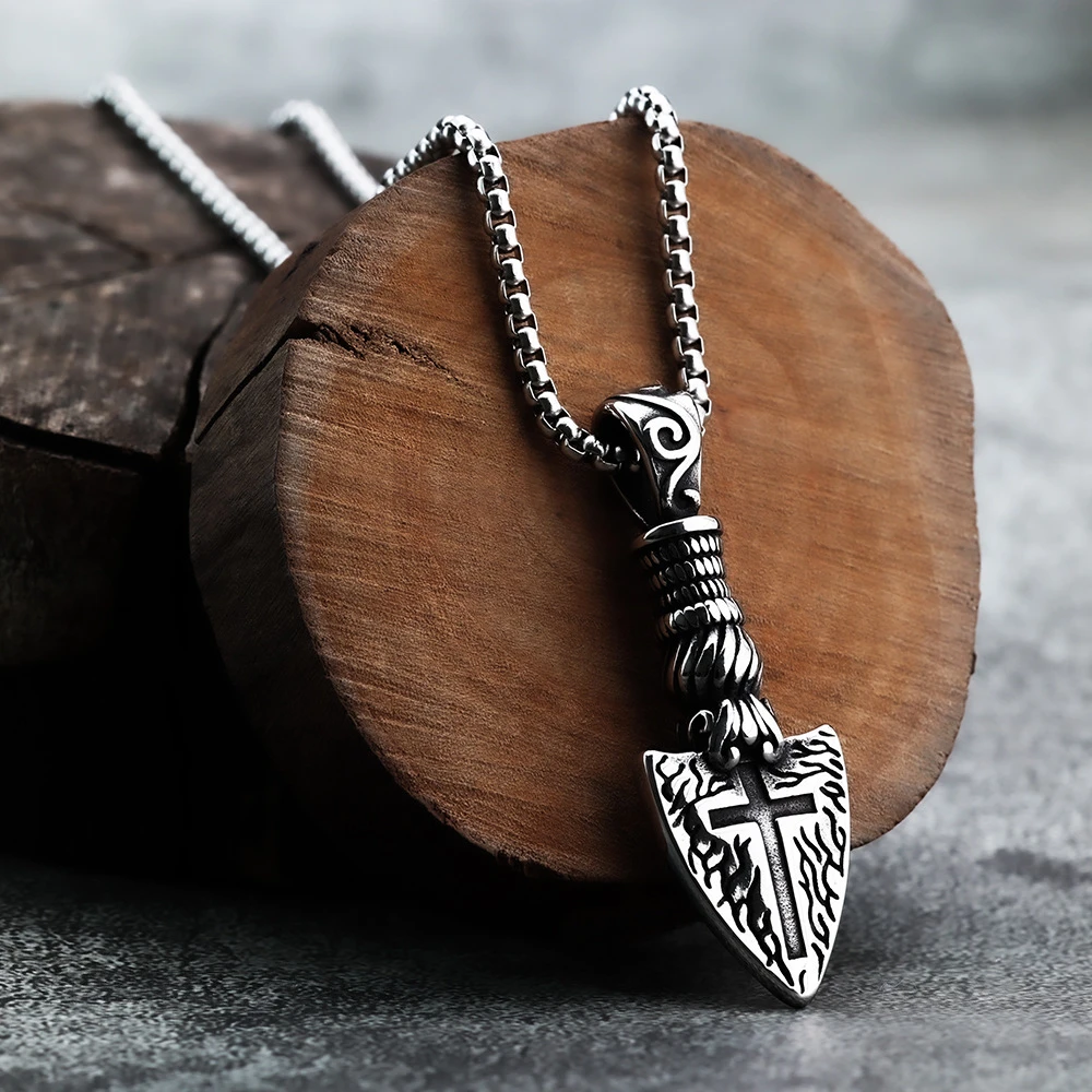 فايكنغ درع مرساة قلادة للرجال الفولاذ المقاوم للصدأ الشرير يسوع الصليب قلادة نورس باقان تاليسمان مجوهرات الاسكندنافية هدية #4
