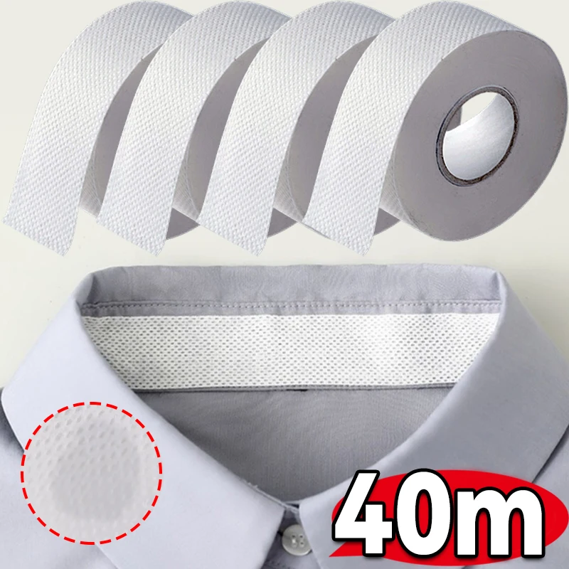 Ruban adhésif anti-salissure pour col de chemise et chapeau 8/40M, protecteur de crasse, autocollant en fibre de poulet, absorbant la sueur roulée