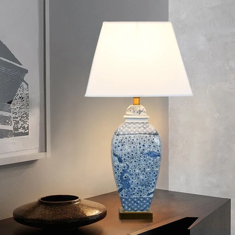 ANITA-Contemporary Blue Ceramic Table Lamp, Criatividade de Luxo, Sala, Estudo, Hotel, Engineering Desk Light