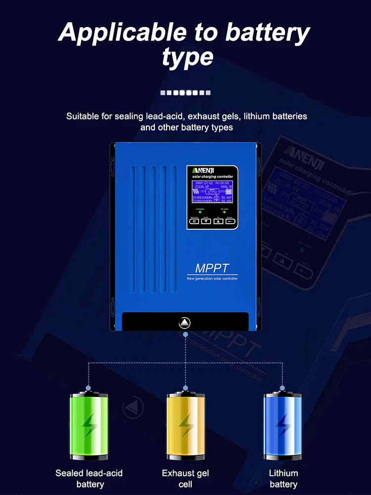 ANENJI MPPT 100A LCD Solar Laderegler 48V 12V 24V Auto Solar Panel Regler Für Blei Säure lithium-Batterie