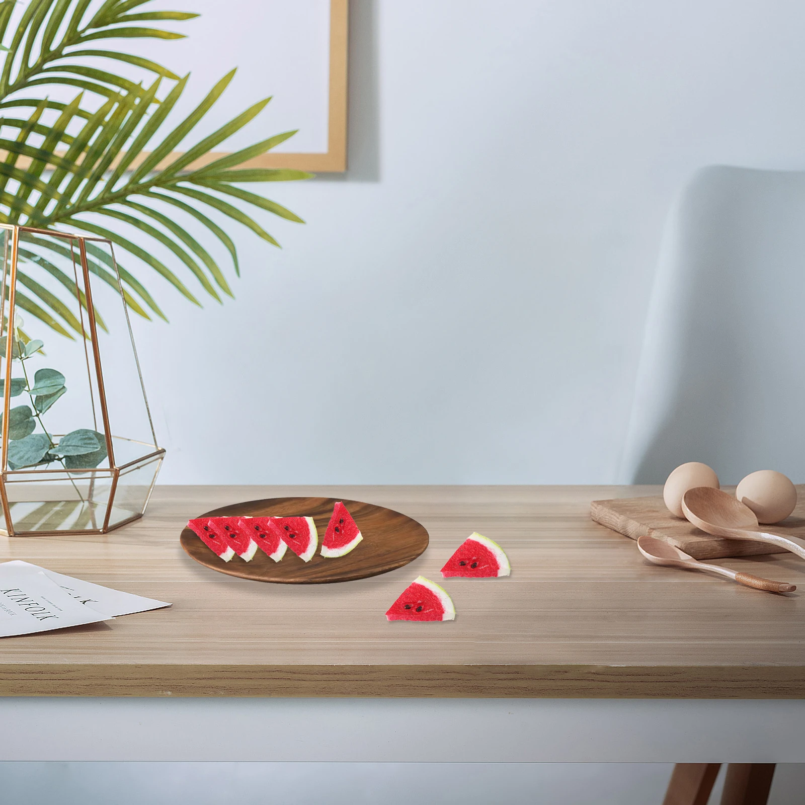 

12Pcs Creative Watermelon Slice Simulation Fruit Decoration Home Decor Photography Prop Fake Watermelon Plates