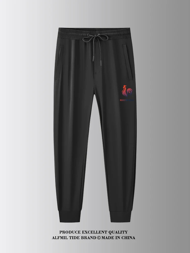 

Мужские повседневные брюки из ледяного шелка, летние, новые, быстросохнущие, спортивные, прямого кроя, длинные, молодежные, модные, эластичные