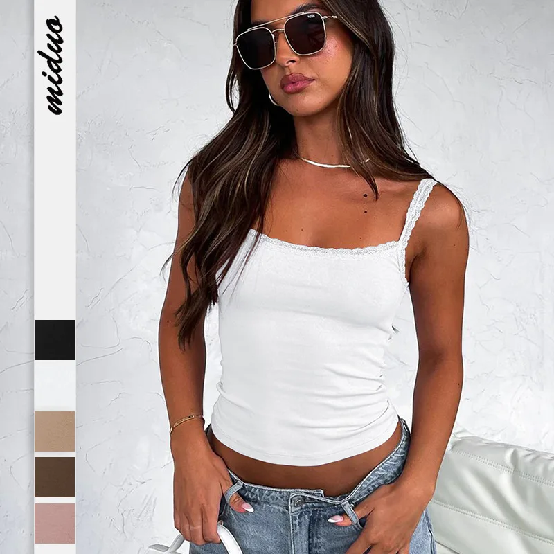 Strap vest women's 2024 summer sexy versatile slim fit short style spicy girl solid color base shirt