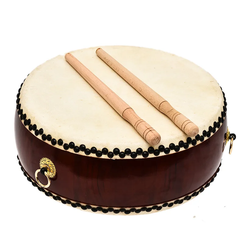 Religious Ritual Drum, Round Wooden Frame, Temple Ceremony, Meditation, Buddhist Supplies, Handcrafted, 2 Drumsticks Included