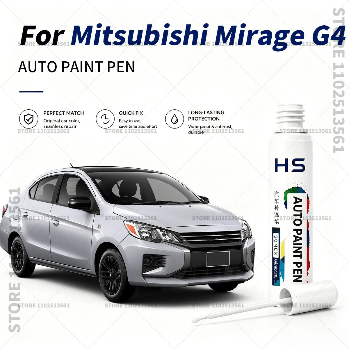 Car Paint Repair Pen Restores Original Factory Paint Finish For Mitsubishi Mirage G4 Graphite Gray White Diamond Silver Red