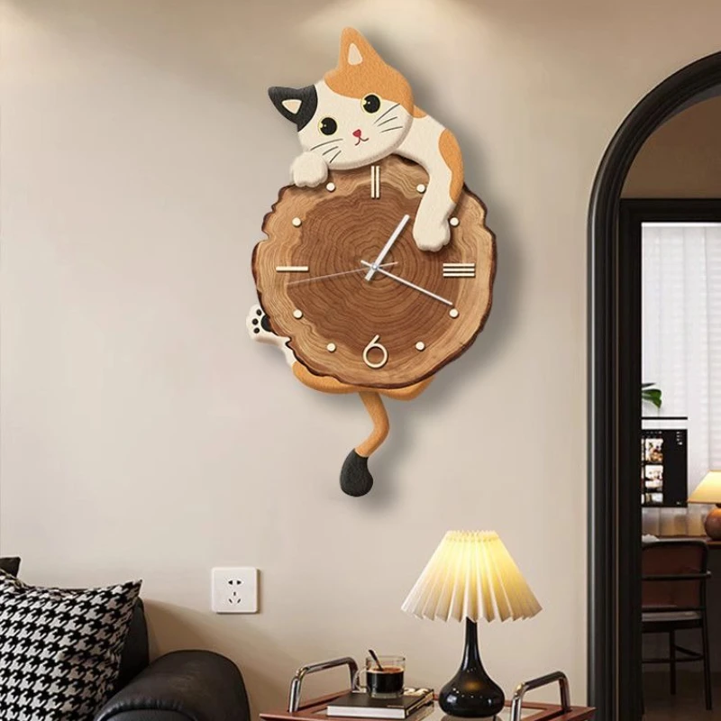 

Настенные часы с изображением кота, настенные часы в мультяшном стиле, креативные милые настенные часы для украшения детской комнаты, аксессуары для спальни