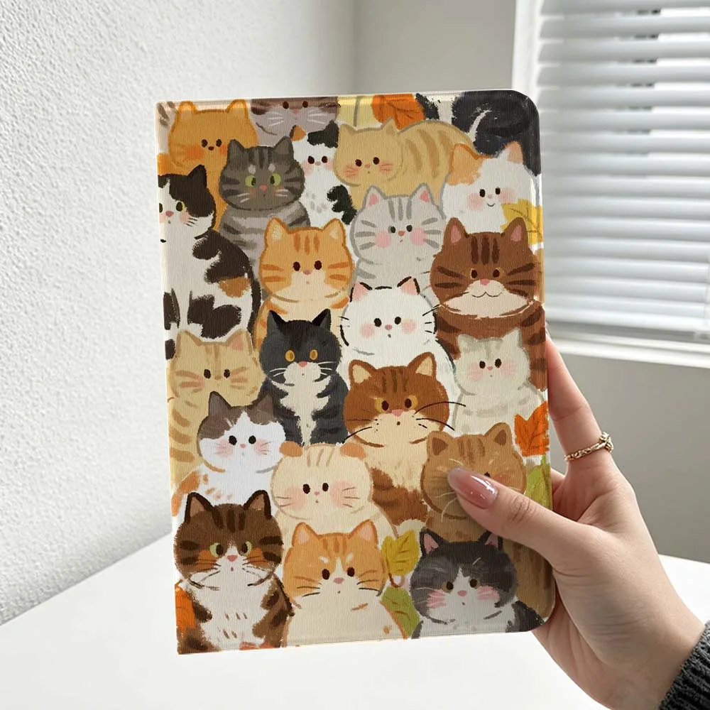 Cartoon Cute Cat Group Cover For iPad Pro Air mini 7 6 5 4 3 2 1 9gen M5 M4 11th 10th A17 Pro A16 Soft Inch Tablet Case