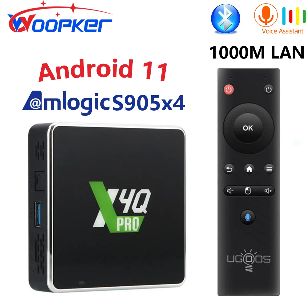 

Woopker UGOOS X4Q Pro TV Box Android 11 High Definition Media Player with 4GB RAM AV1 HDR 4K HD Dual-Band WiFi and 1000M LAN