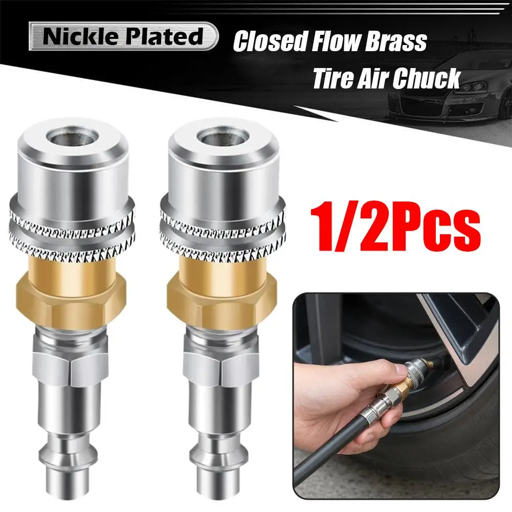 1/2 Lock-On 1/4NPT Brass Air Chuck for Tire Inflator Gauge Compatible with Air Compressors Repair Tool for Car Motorcycle Tire