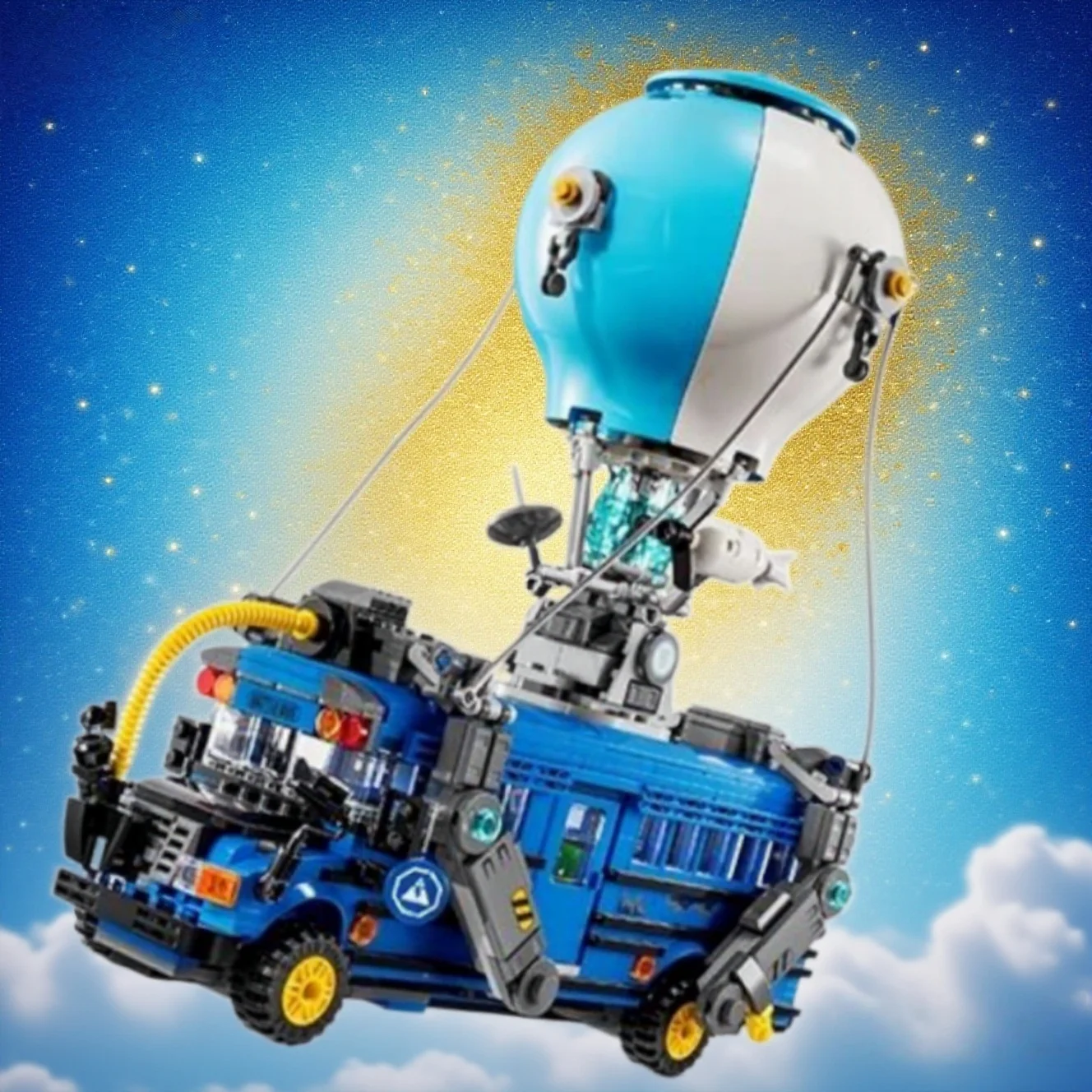 

2026 new home decoration balloon blue modular assembly model bus holiday gift 954pcs brick adult holiday gift