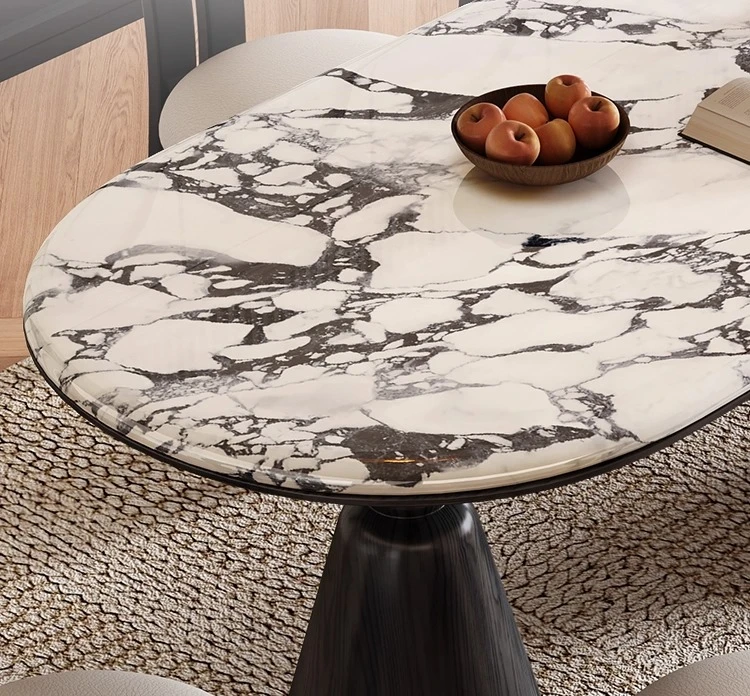 طاولة طعام رخامية فرنسية بولغاري منزلية بسيطة وشقة صغيرة وطاولة طعام متوسطة وقديمة الطراز