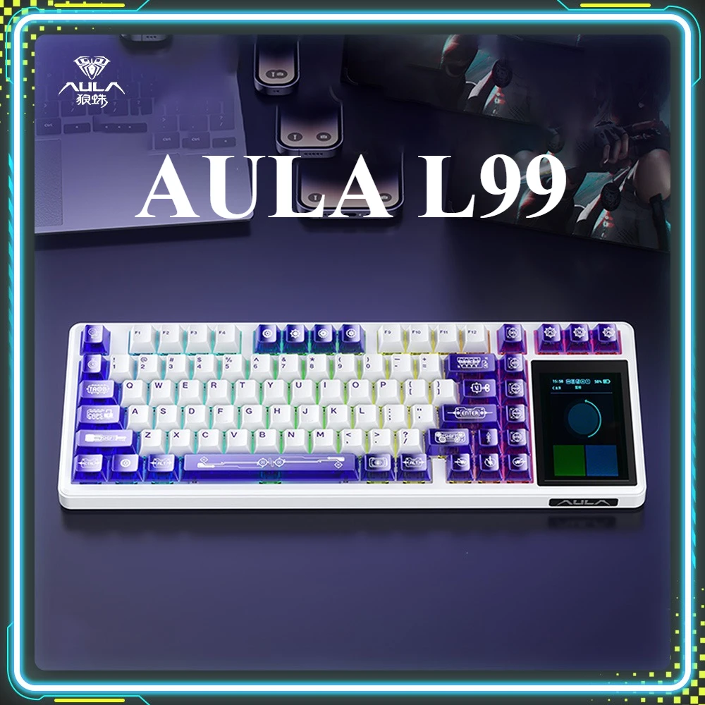

AULA L99 Screen Display Gaming Keyboards Hot Swap RGB Customized Wireless Tri-Mode Mechanical Keyboard PC E-Sports Office Gifts