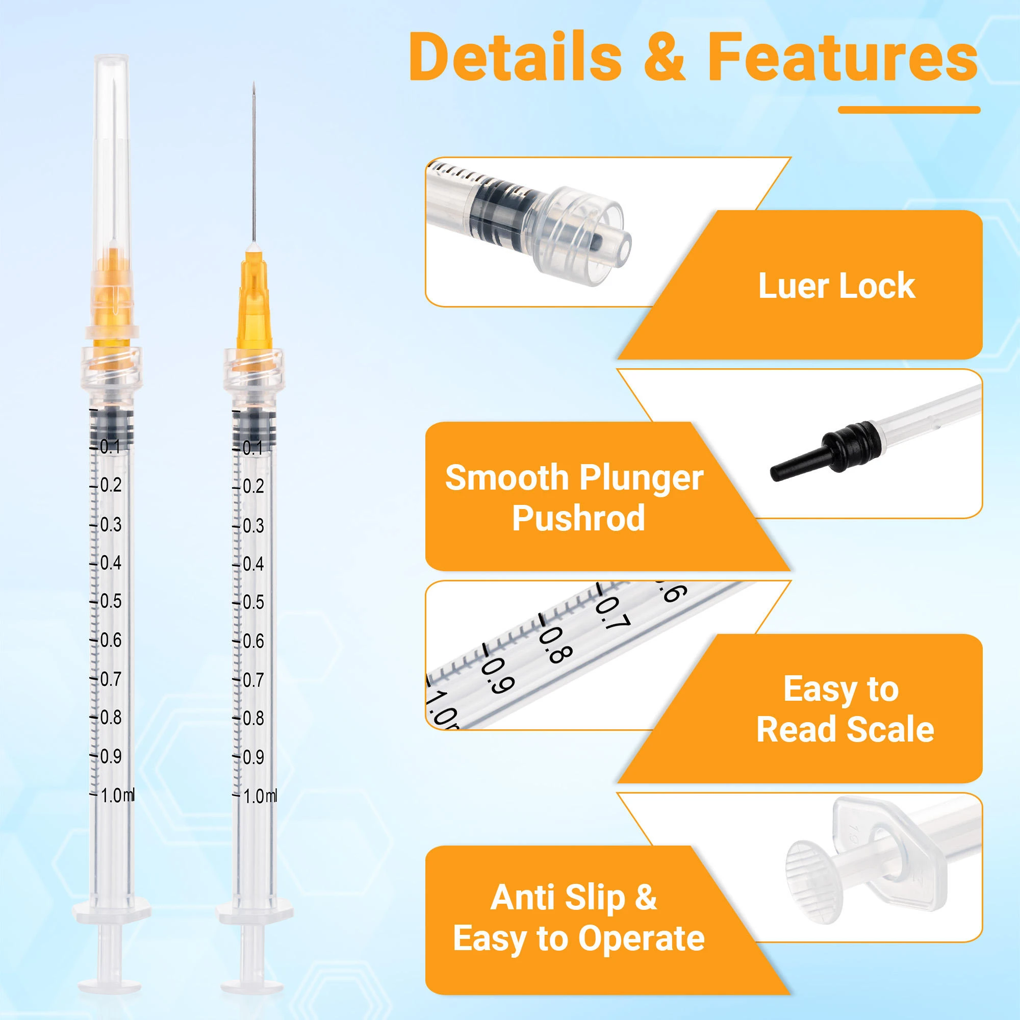 Tatoo Supply 1ml Luer Lock Syringe 25Gauge 25mm 1Inch Needle Individually Pack Tatoo Needle 100PCS