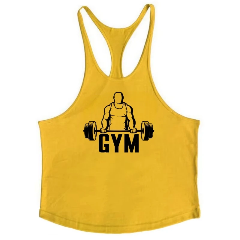 سترينجر كمال الأجسام للرجال، معدات تمارين الصالة الرياضية، سترة خلفية على شكل حرف Y من القطن للرطوبة - قميص لياقة خفيف الوزن بدون أكمام