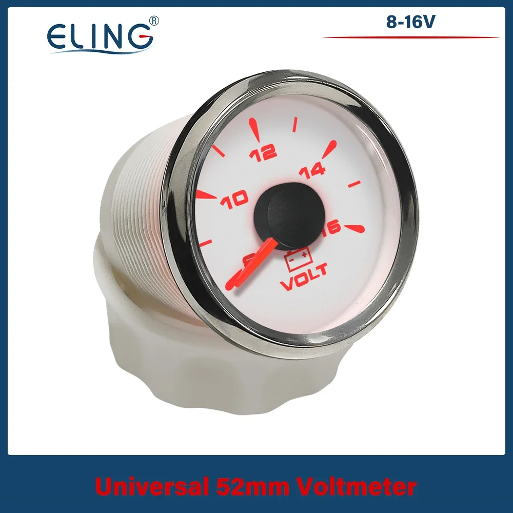 ELING Voltmeter 52mm Volt Gauge Universal Waterproof Meter 12V 24V with 8 Colors Backlights for Boat Automobile Motor Yacht