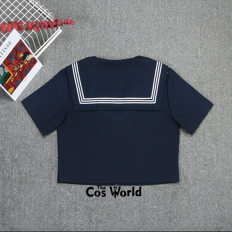 Japanischen Preppy Navy Blau Kurzarm Sommer Sailor Anzug Tops Röcke Grundlegende JK Hohe Schuluniform Klasse Schüler Tuch