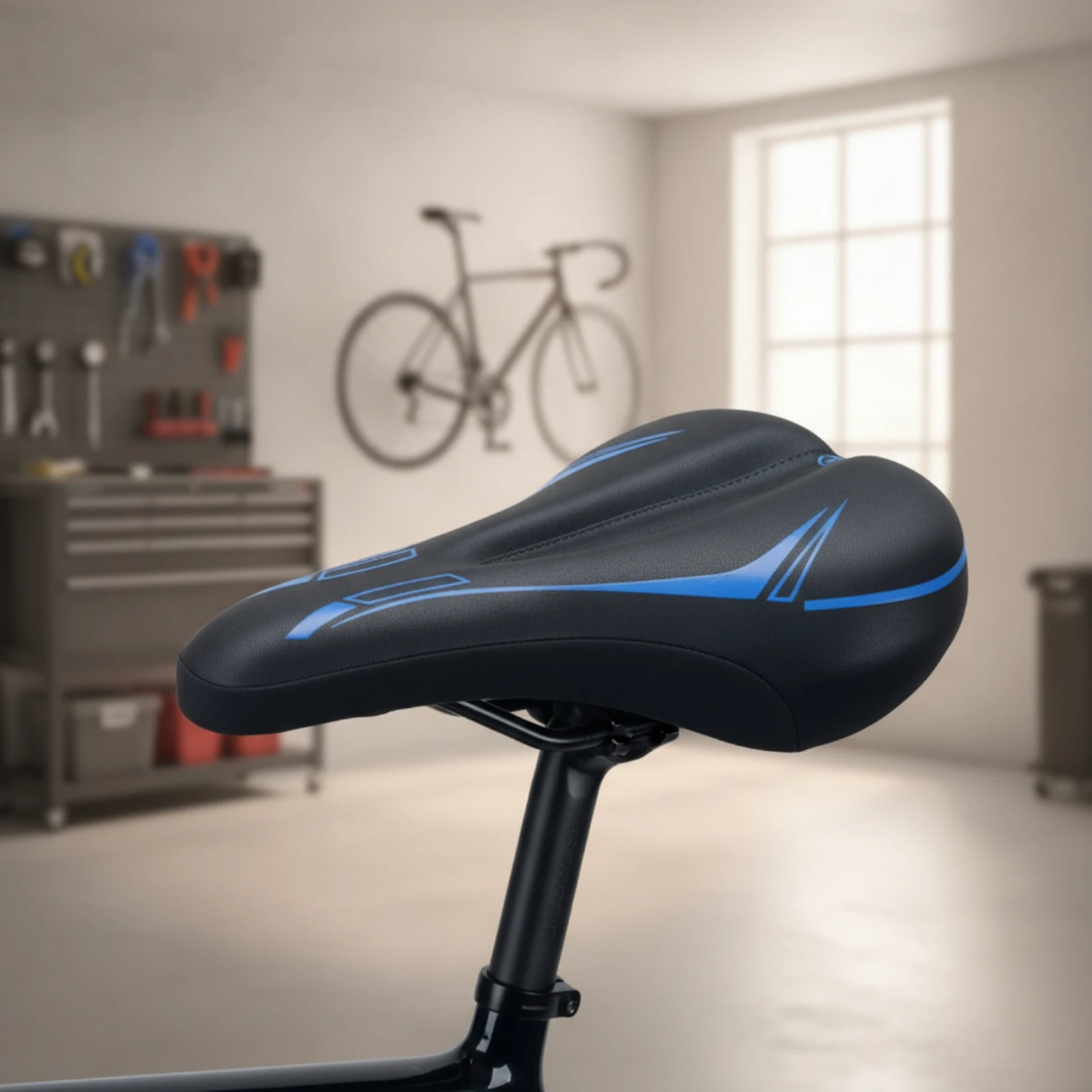 Bike Seat Cover with Gel Contoured Cycle Saddle Cover Bike Seat Cushion with Drawstring Pressure-Relieving Breathable