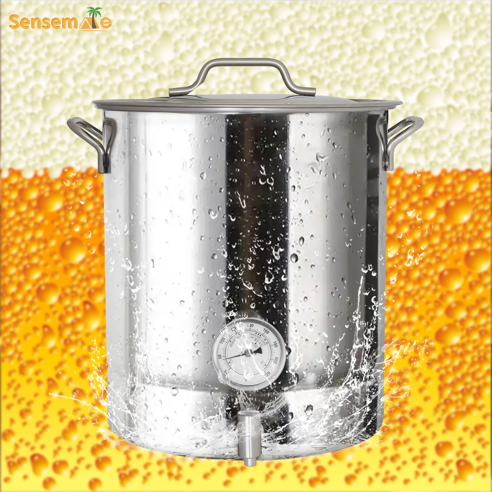 Stainless Steel Brew Kettle with Ball Valve Home Brew Kettle Beer Brewing Kettle Set with Fitting Kit for Home Brewing Mash Boil