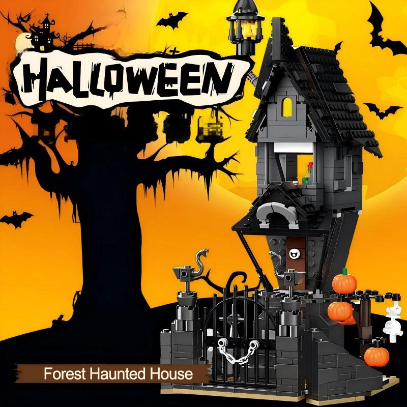 MOC Halloween Haunted Tree House Nightmare Castle Building Blocks Creative DIY Halloween Decoration Xmas Birthday Gifts