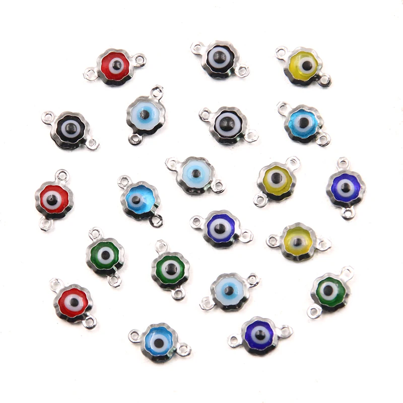 10Pcs 7X12mm 7 Color Stainless Steel Flower Eye Charms Connector DIY Bracelet Necklace For Jewelry Making Accessories