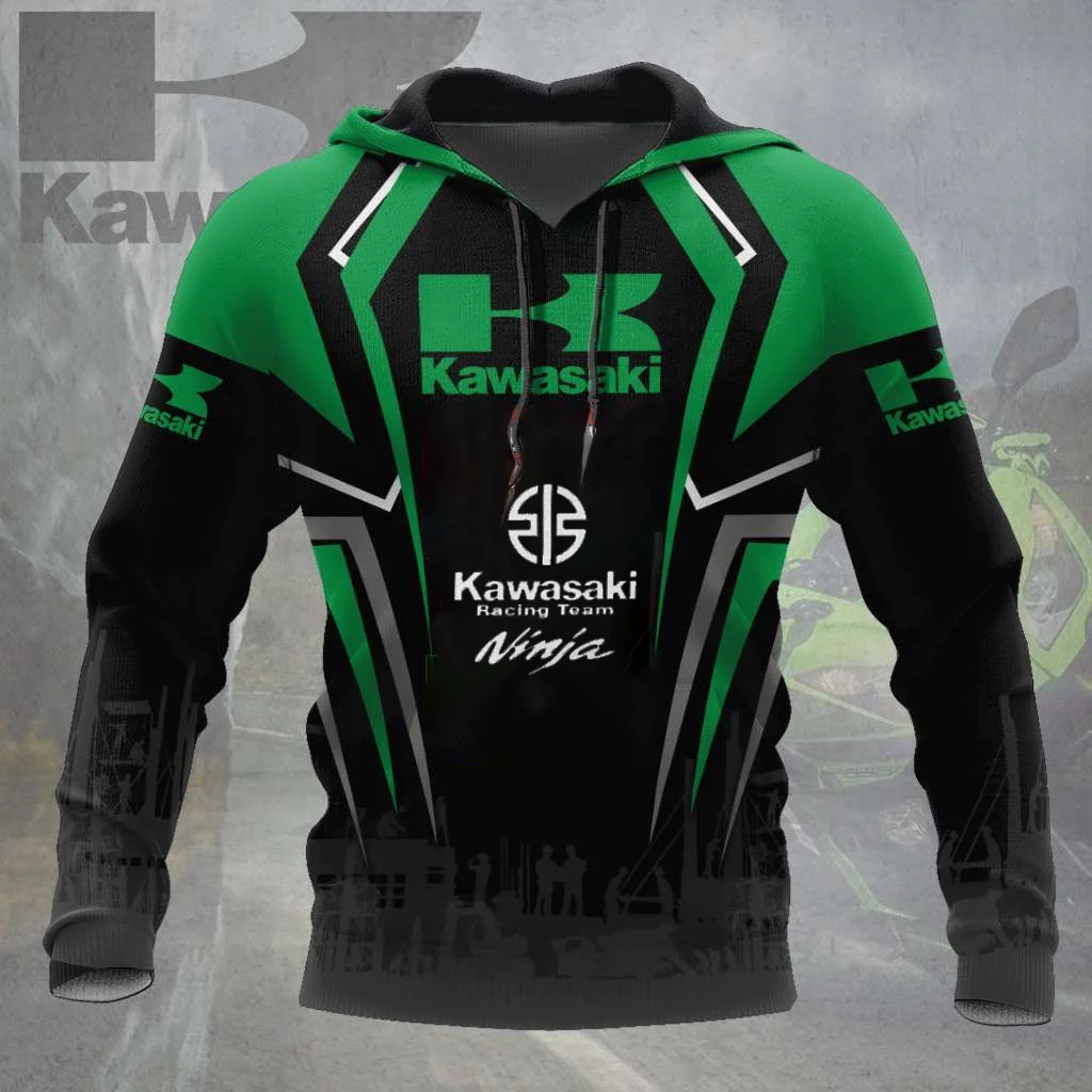 Kawasaki Street Mens Clothing Racing Suit Oversized Hoodie Sweatshirt Motorcycle Uniform Child Unisex High-quality Sports Men's