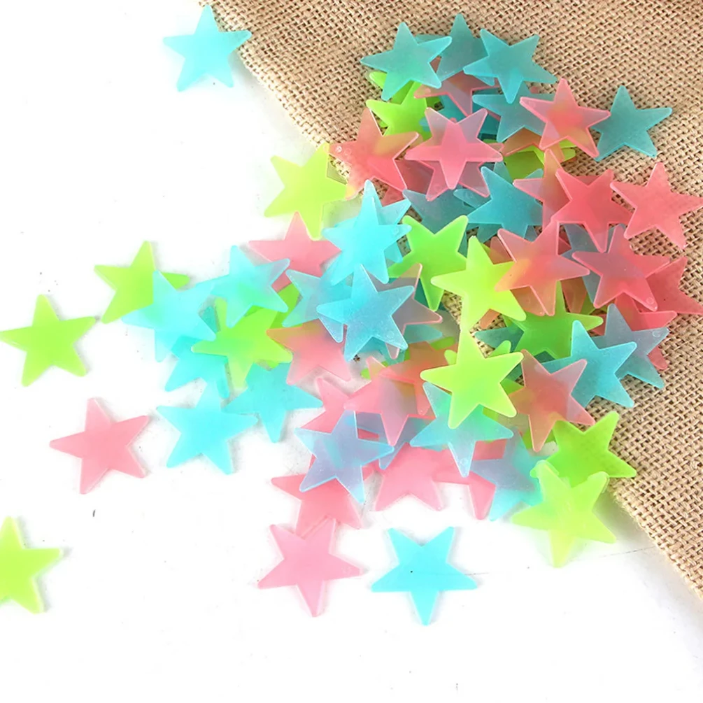 

100Pcs/Set Stars Luminous Wall Stickers Glow In The Dark For Kids Baby Room Decoration Decals Colorful Star Home DIY Decor Mural