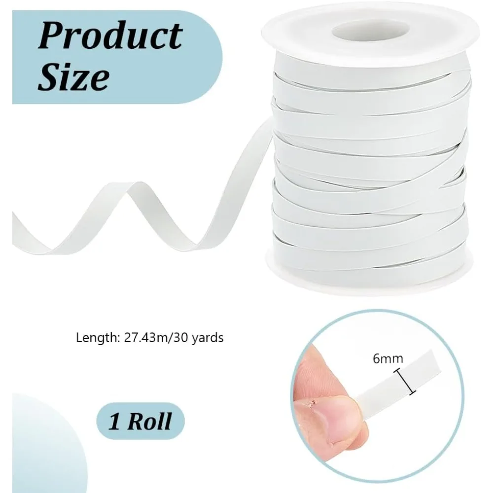 30 Yards Rubber Swimwear Elastic Band 6mm Wide White Elastic Band Swim Flat Band Rubber Band Elastic Rubber Strip Swim Accessory