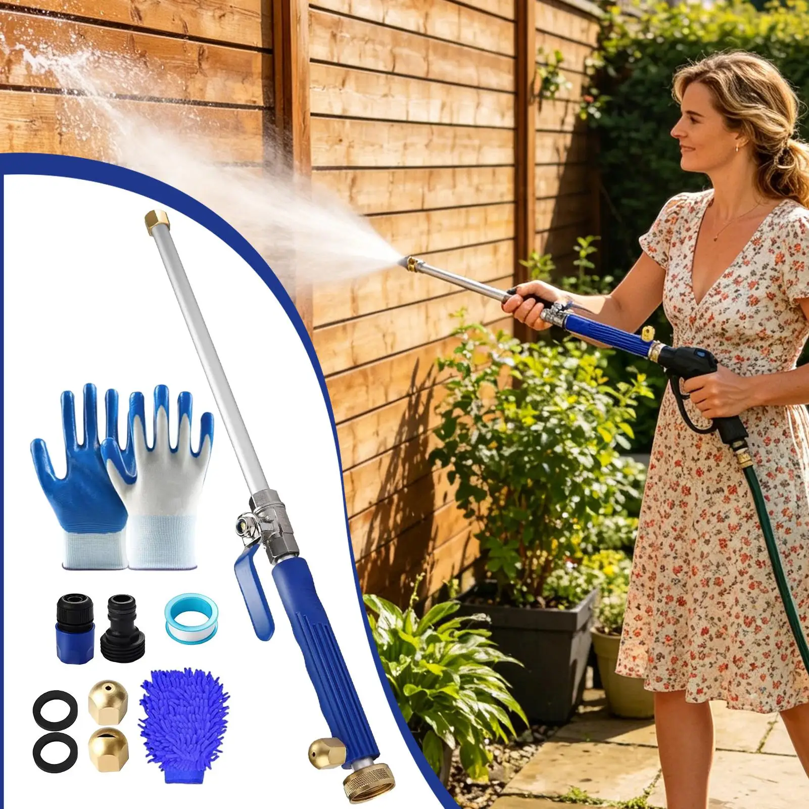 Water Hose Nozzle Multi-Functional Adjustable Garden Sprayer Nozzle For Watering Plants Lawn Patio Car Wash Cleaning Showering