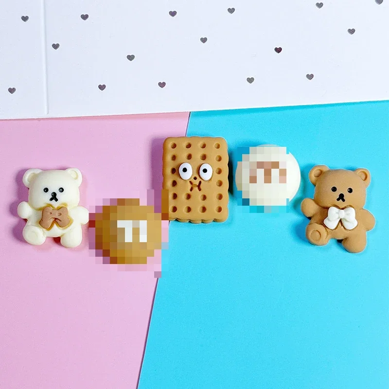 5pcs Cartoon Girl Bear Resin Flatback Charms for DIY Jewelry Accessories Mobile Phone Case Cream Glue Handmade Material