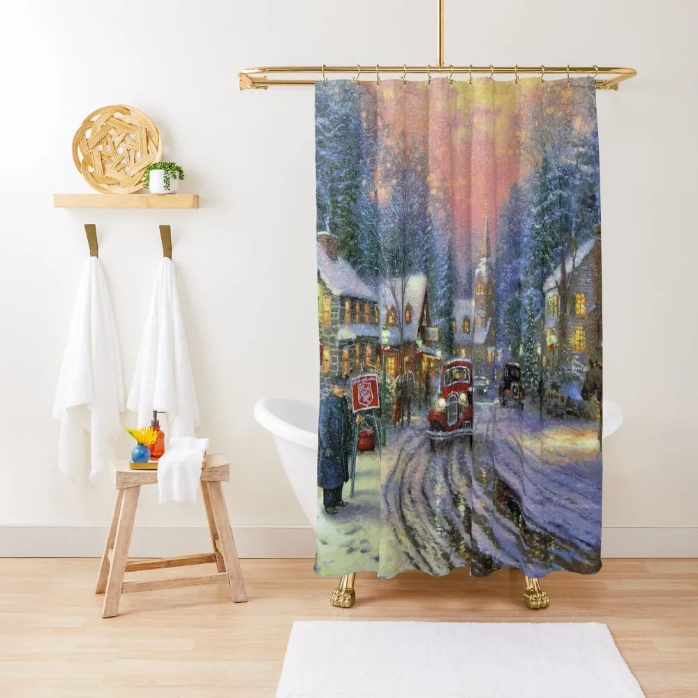 

Vintage christmas poster Shower Curtain Modern Bathroom Accessories Shower Bath Luxury Bathroom Shower Set For Bathroom Curtain