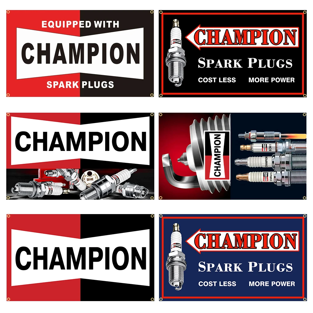 90x150cm Champions Spark Plugs Flag Car Racing Banner Decoration FLAGCORE