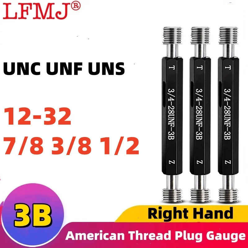 1PCS 3B Thread Plug Gauge Steel Mer-cury Gauge American Standard Fine UNC UNF UNS 12-32 7/8-9 3/8-32 1/2-13 1/2-24 Measure Tool