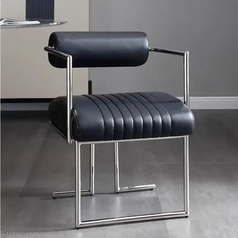 

Bauhaus Dining Chair 48cm Sitting Height Designer Modern Stainless Steel Backrest Chairs Home Bedroom Living Room Furniture