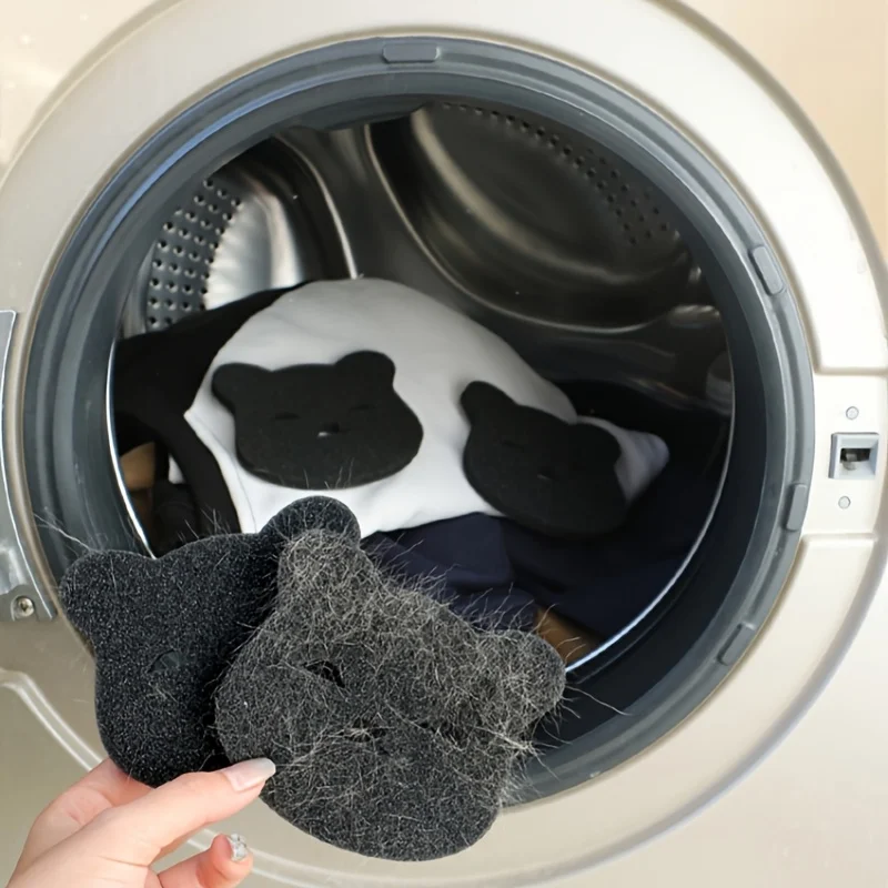 4 Pieces Reusable Pet Hair Cleaning Sponges - An Effective Detergent for Preventing Tangles in the Washing Machine