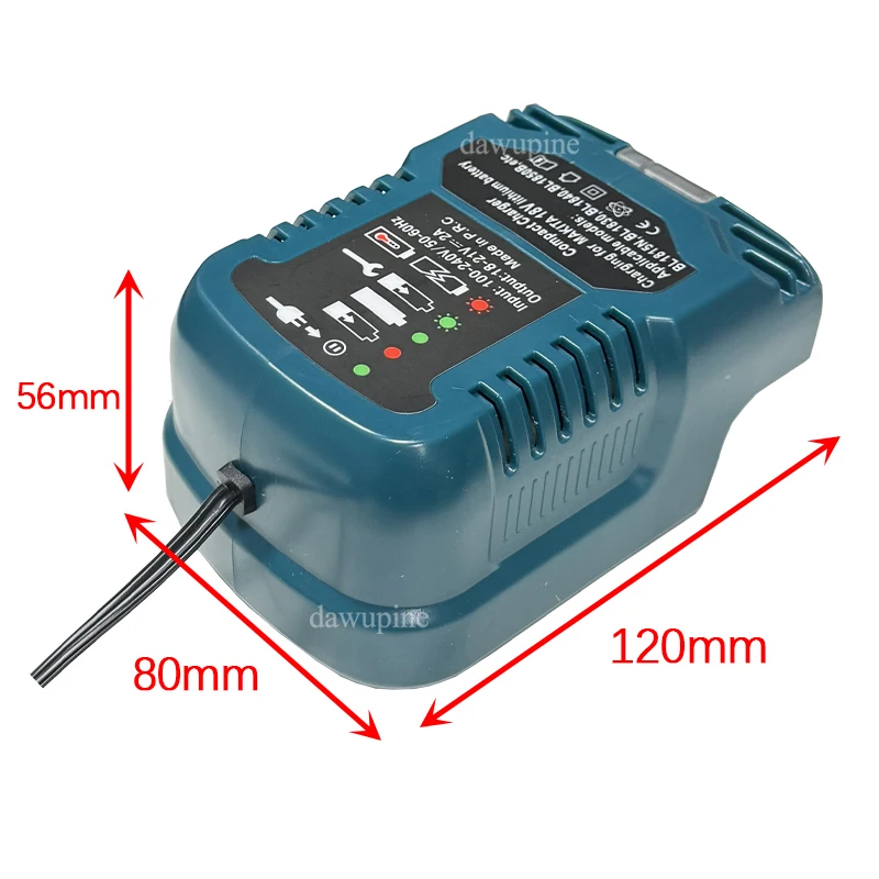 AC 12V/24V 100-240V Replacement for DC18RC Lithium Battery Mini Compact Car Charger for Makita 18V BL1830 BL1860 Li-ion Battery