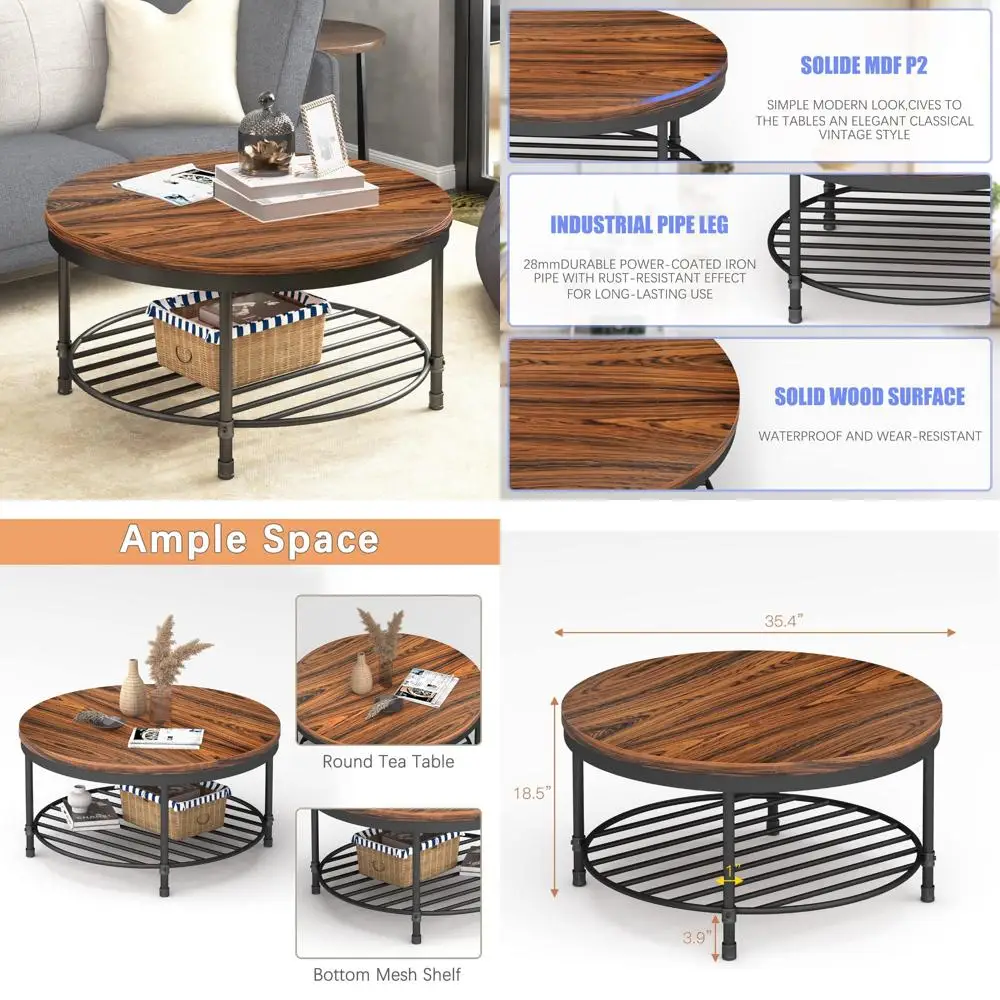 طاولة قهوة صناعية حديثة مع سطح خشبي ريفي وأرجل معدنية قوية لغرفة المعيشة واستخدام طاولة نهاية طبيعية