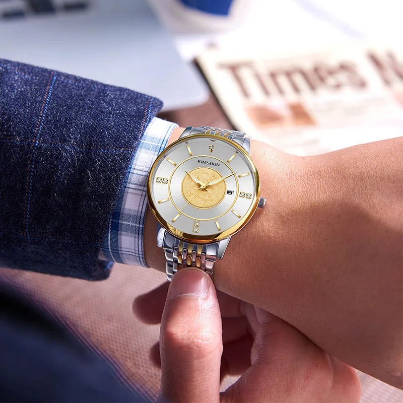 Nova marca relógio falso relógio mecânico masculino calendário de negócios luminoso cortar fundo transparente relógio de quartzo à prova dwaterproof água