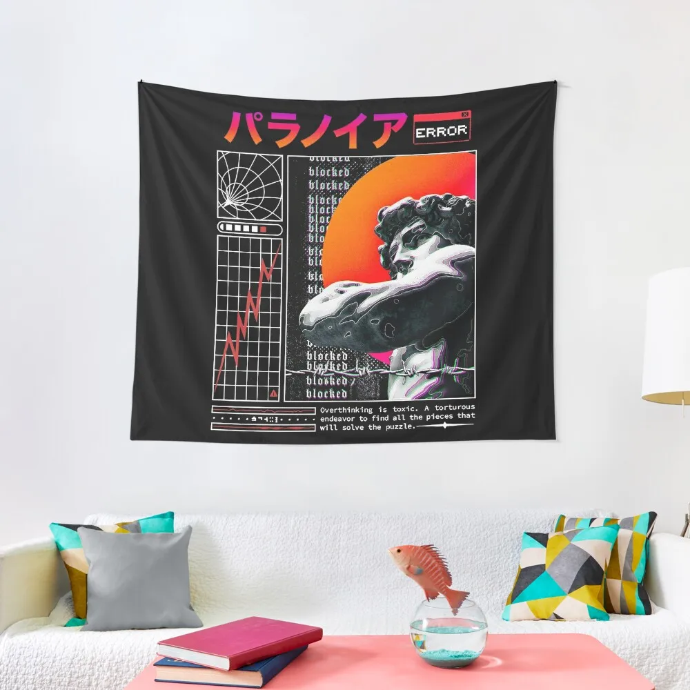 Vaporwave Greek Statue Glitch Tapestry Aesthetic Room Decor Korean Bathroom Decor Home Decorations Tapestry