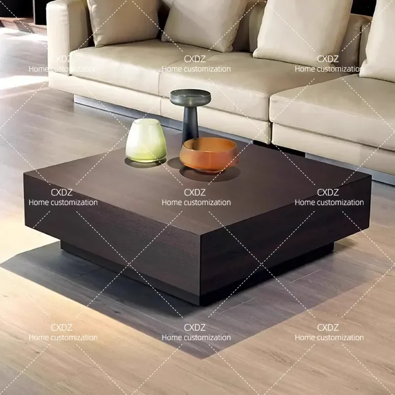 Solid Wood Coffee Table Minimalist Smoky Black Rectangular Modern Simple High End Sense Apartment Tea Table