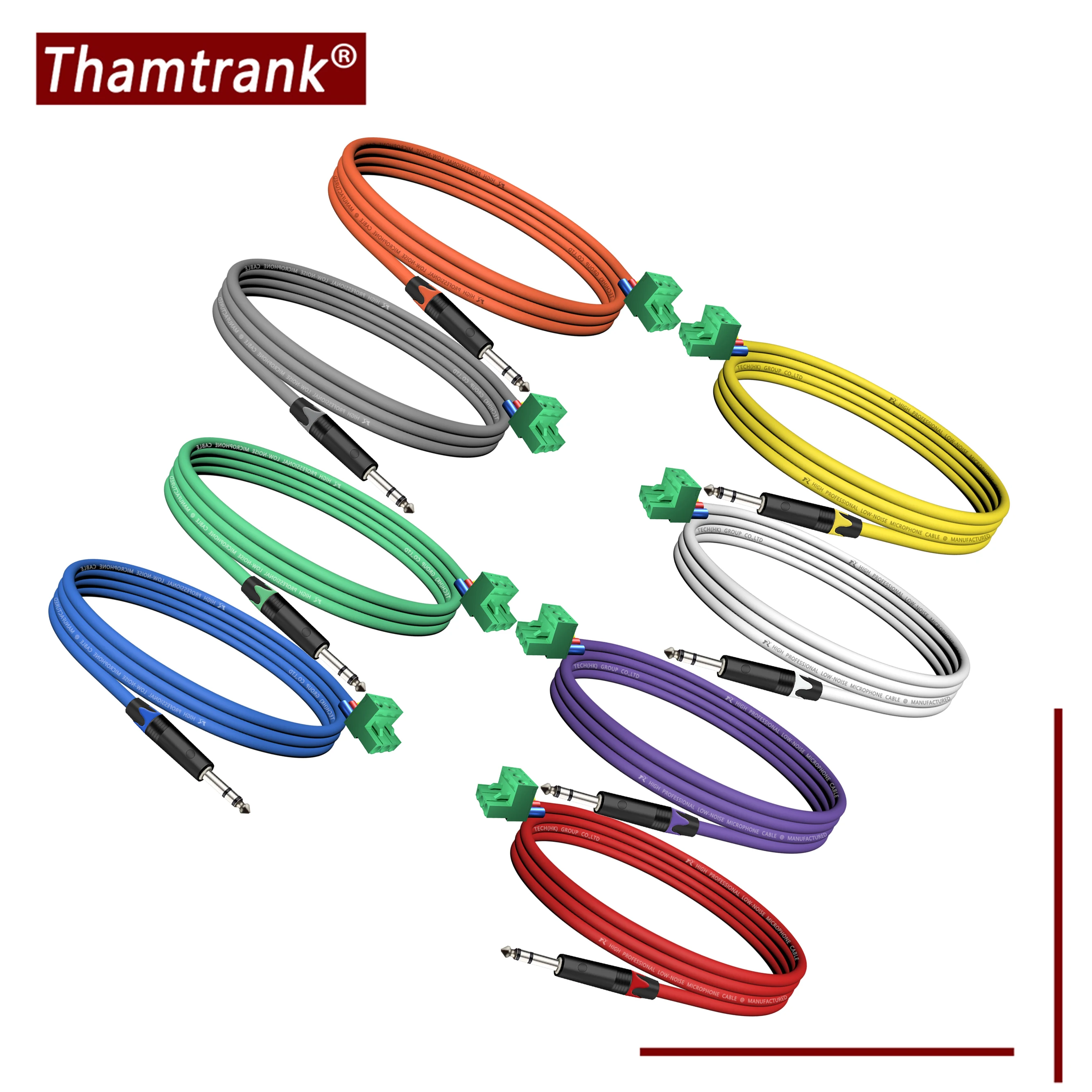 

High conductivity gold and nickel plated plug,6.35mm TRS Mono to 3p Phoenix Audio Cable,with durable connector tail strain relie