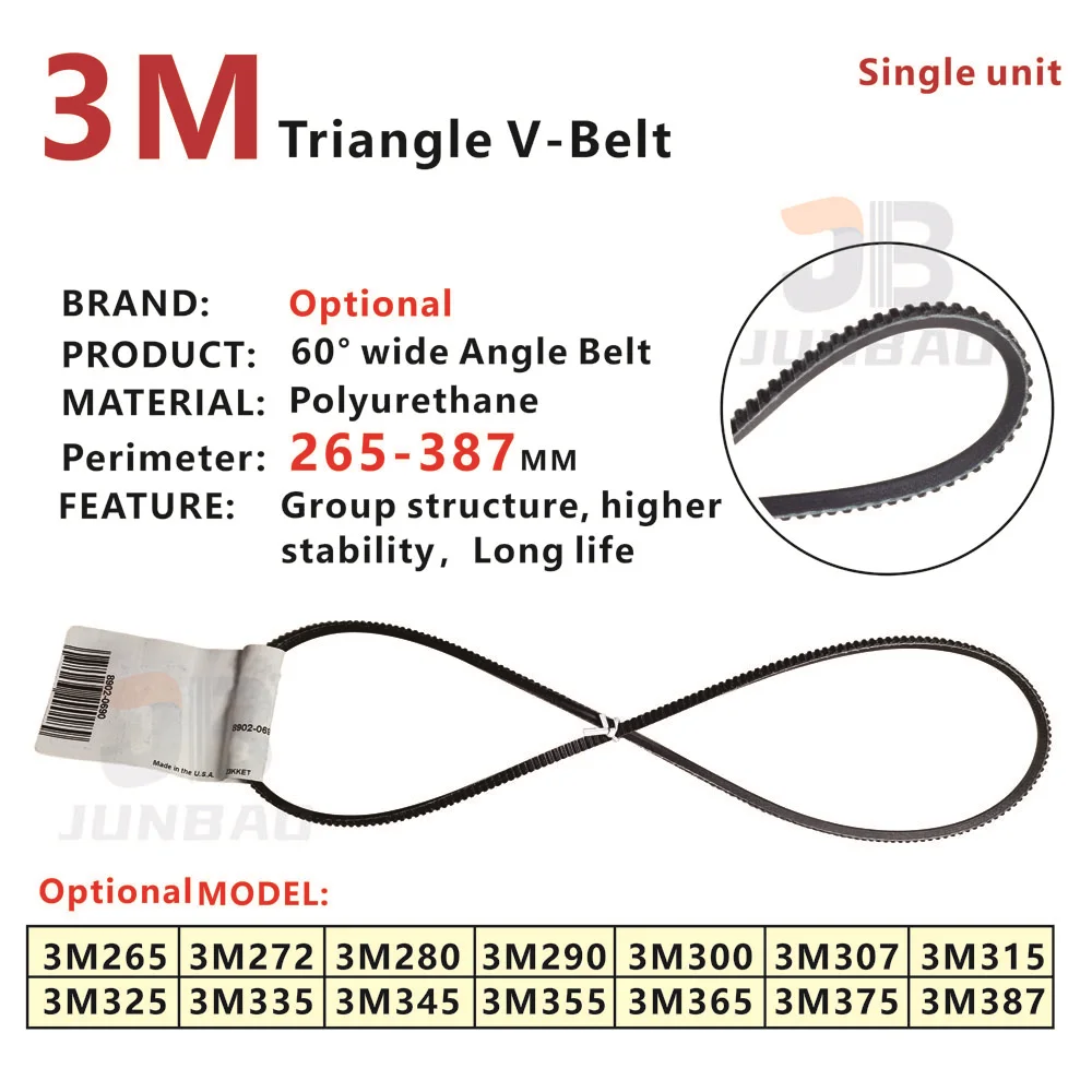 

3M Wide angle Belt 3M265 3M272 3M280 3M290 3M300 3M307 3M315 3M325 3M335 3M345 3M355 3M365 3M375 3M387 PU Drive triangle V-Belt