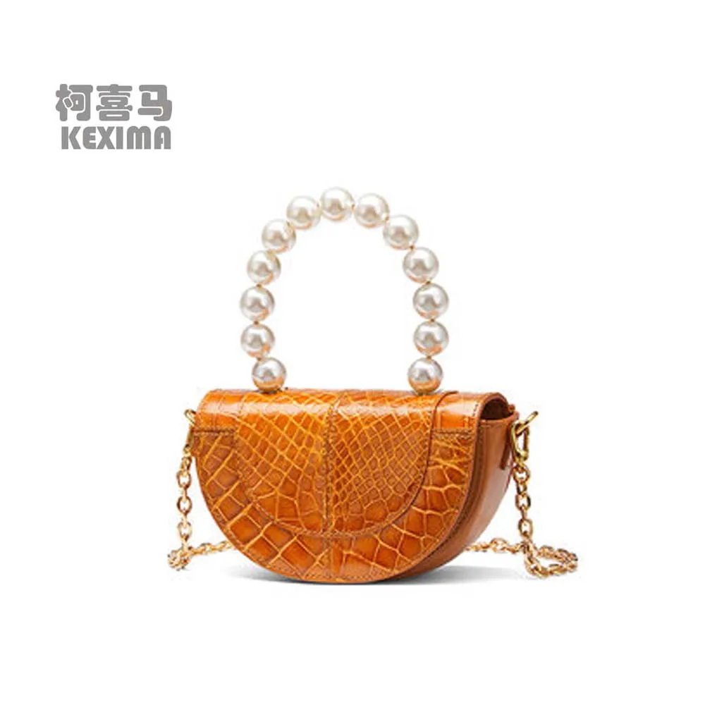 gete Crocodile skin female bag mouth red envelope summer niche crescent bag new fashion mini cross shoulder bag