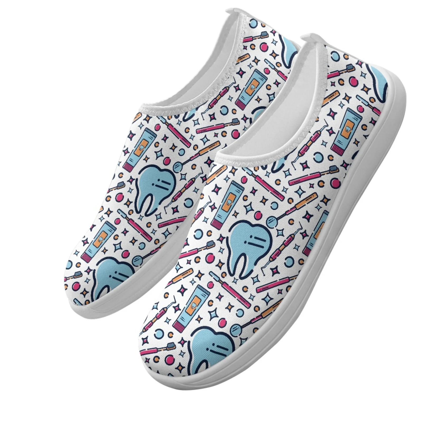 XIXIRIMIDO Slip-on Wide-toed Shoe Nurse Shoes Men's Sneakers and Casual Shoes Zapatillas de Mujer Tenis Feminino Cartoon Tooth