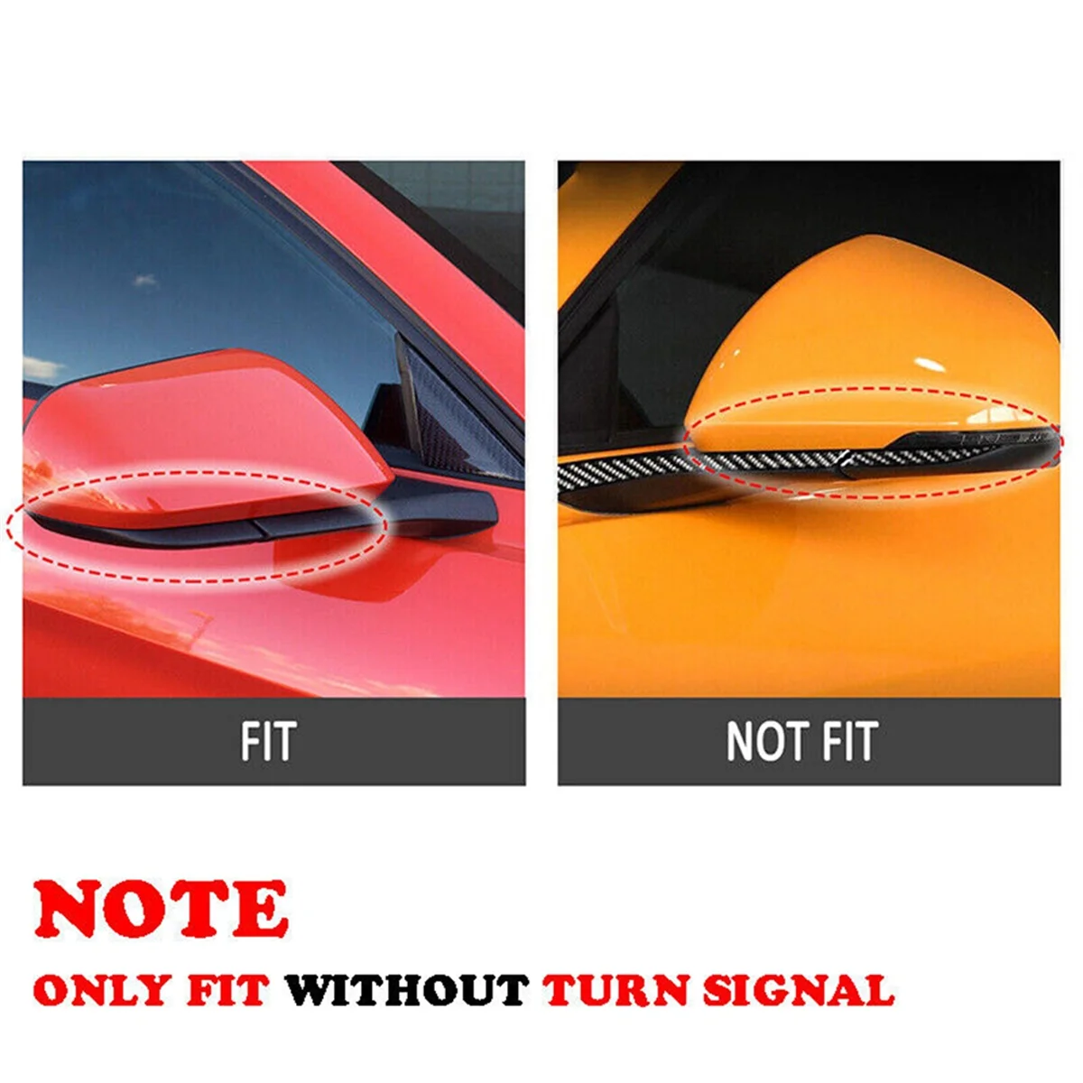

Car Rearview Mirror Cover Side Mirror Housing for Ford Mustang 2015-2022 FR3Z-17682 FR3B-17683 Carbon Fiber