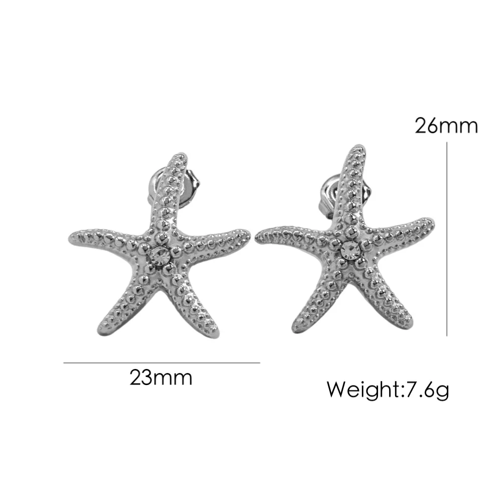 V. Multiple Color Beach Wind Sea Star Ocean Stainless Steel Earrings Gold Color Starfish Series Classic Earrings Wholesale