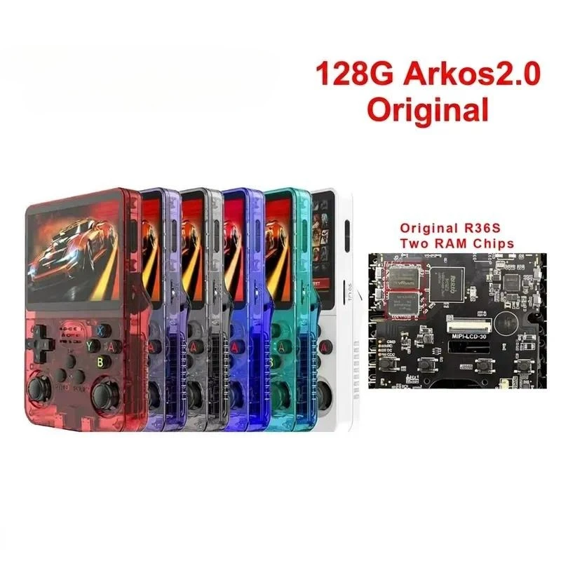 Arkos 2.0 R36S 128G 3.5 inch retro handheld game console open source handheld Linux game console PS1 PSP 15000 +