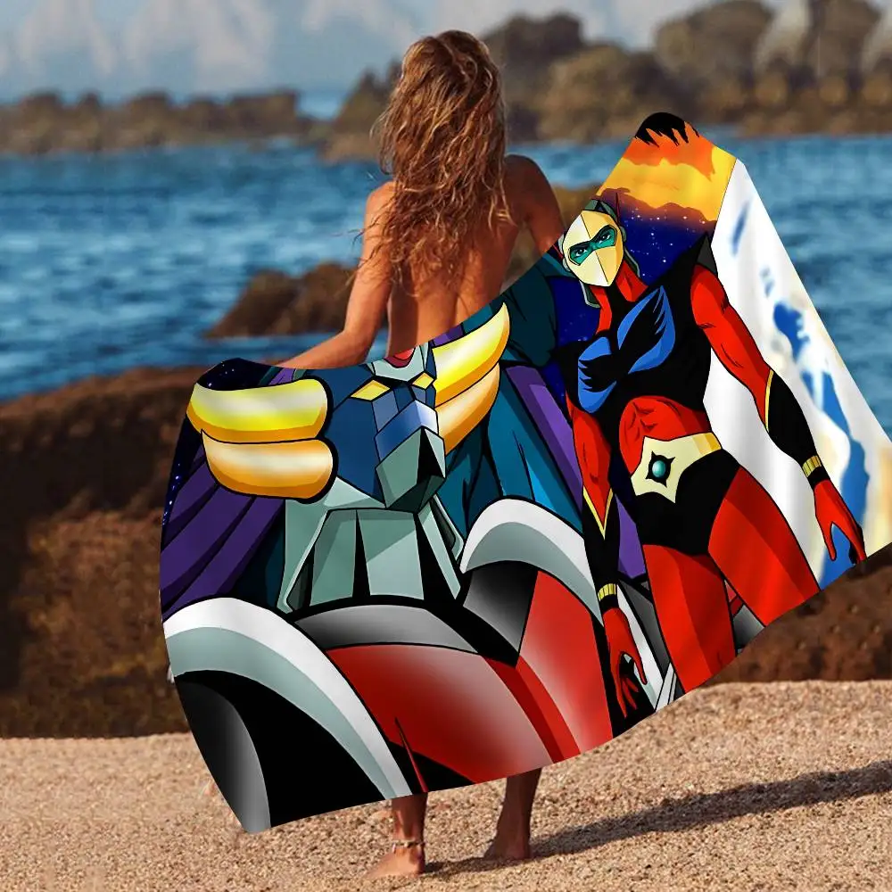 UFO ROBO GRENDIZER GOLDORAK Anmie Microfiber Blanket Quick Drying Beach Towels Oversized Printing Super Absorbent Pool Towel