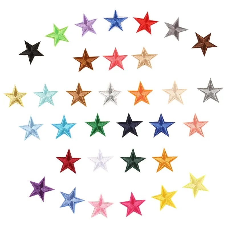 5Pcs Small Mini Stars Embroidery Iron on Patches for Clothing Diy Clothes Pentagram Appliques Black White Gold Sticker Stripes